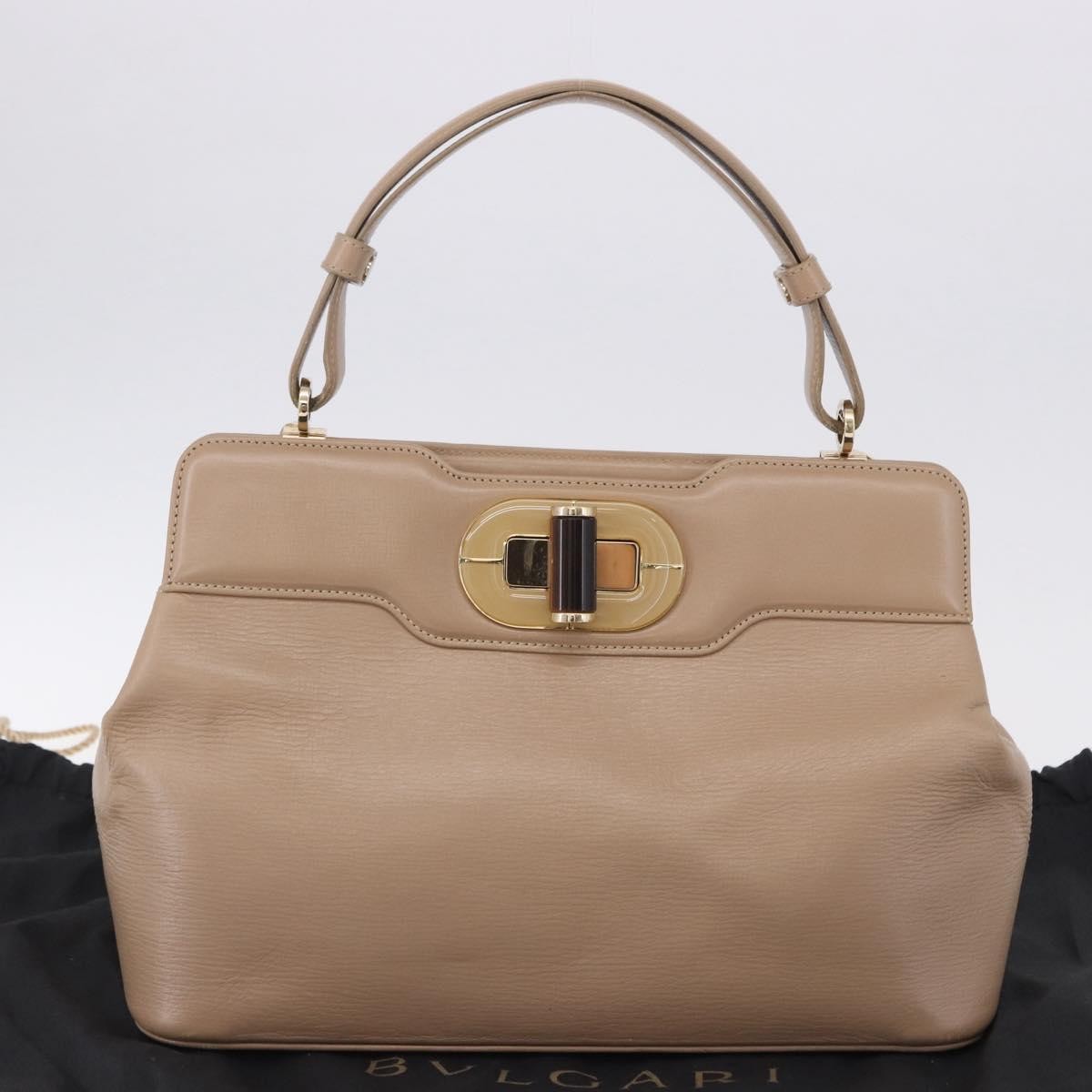 Bvlgari Isabella Rossellini Leather Beige Leather Handbag (Pre-Owned)