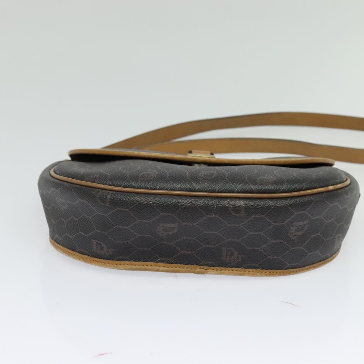 Christian Dior Vintage Honeycomb Flap Canvas And Leather Black Canvas Shoulder Bag Bag (Pre-Owned)