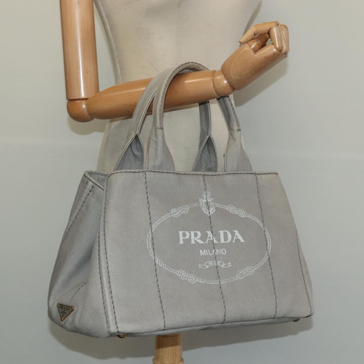 Prada Canapa Tote Canvas Gray Canvas Bag (Pre-Owned)