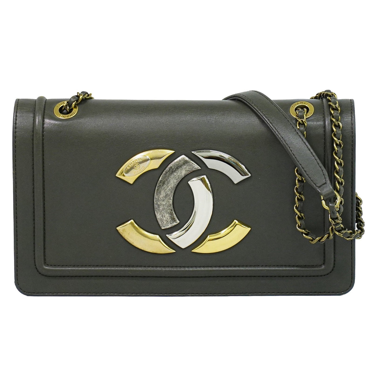 Chanel Cc Antico Flap Lambskin Gray Leather Handbag (Pre-Owned)