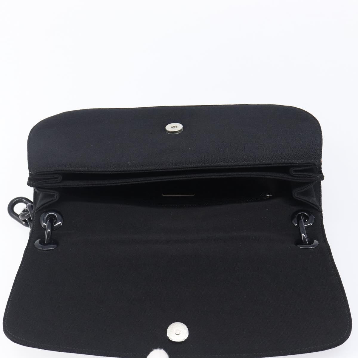 Prada Plastic Chain Flap Bag Canvas Black Cotton Shoulder Bag Bag (Pre-Owned)