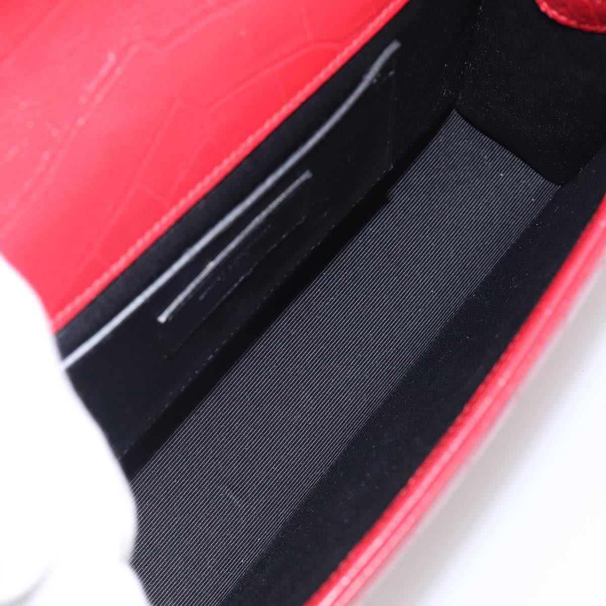 Saint Laurent Classic Monogram Crocodile Embossed Leather Red Leather Crossbody Bag Bag (Pre-Owned)