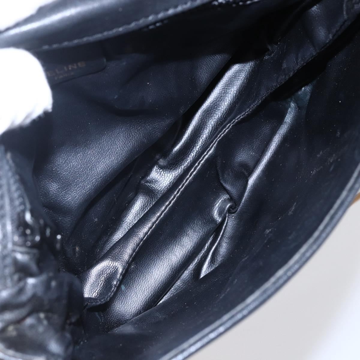 Celine Flap Shoulder Leather Black Leather Shoulder Bag Bag (Pre-Owned)
