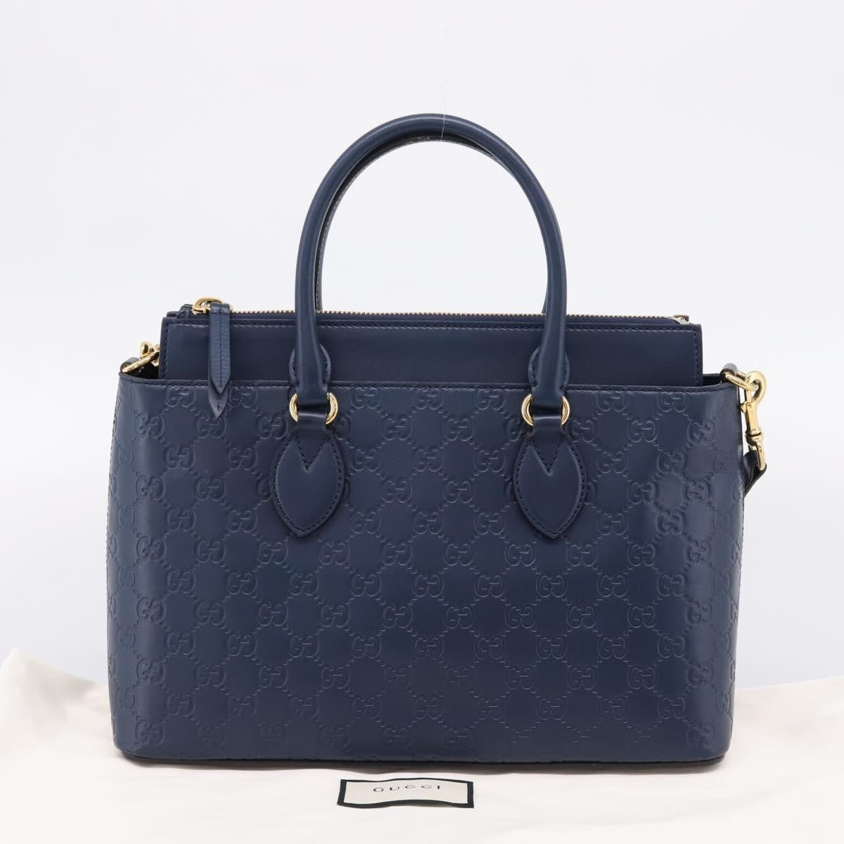 Gucci Linea A Convertible Guccissima Leather Navy Leather Tote Bag Bag (Pre-Owned)