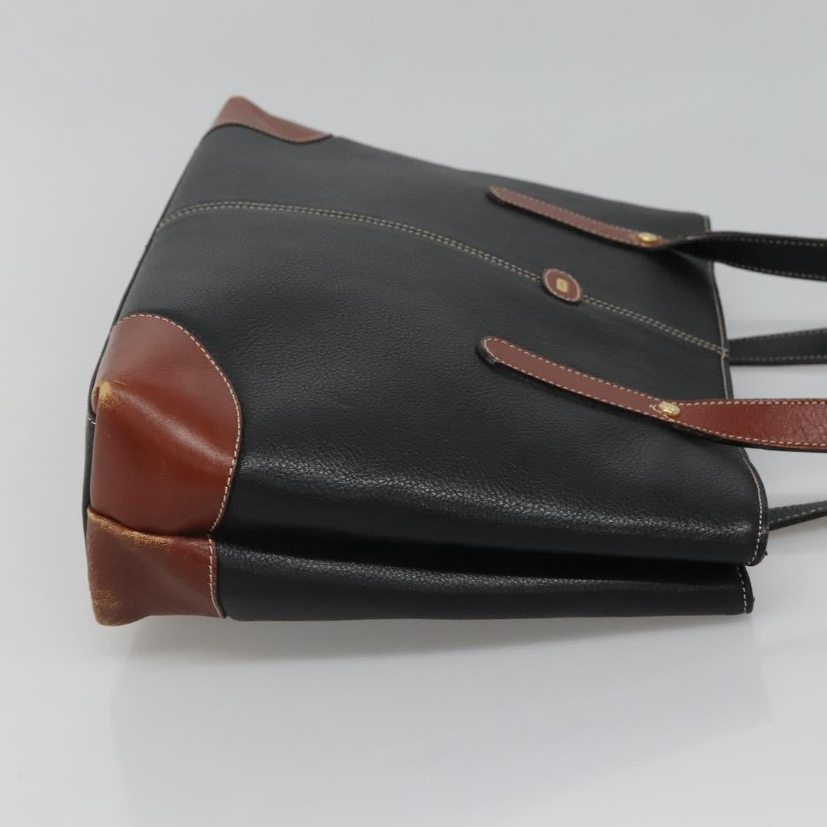Bally Vintage Leather Black Leather Handbag (Pre-Owned)