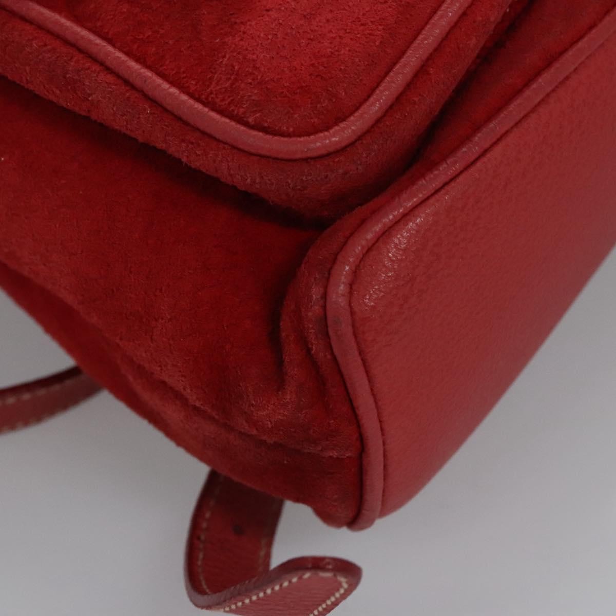 Gucci Vintage Bamboo Suede And Leather Red Suede Backpack Bag (Pre-Owned)