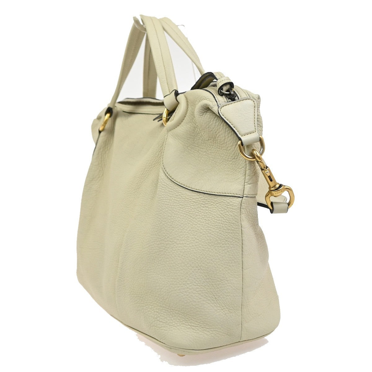 Gucci Twill Satchel Leather White Leather Shoulder Bag Bag (Pre-Owned)