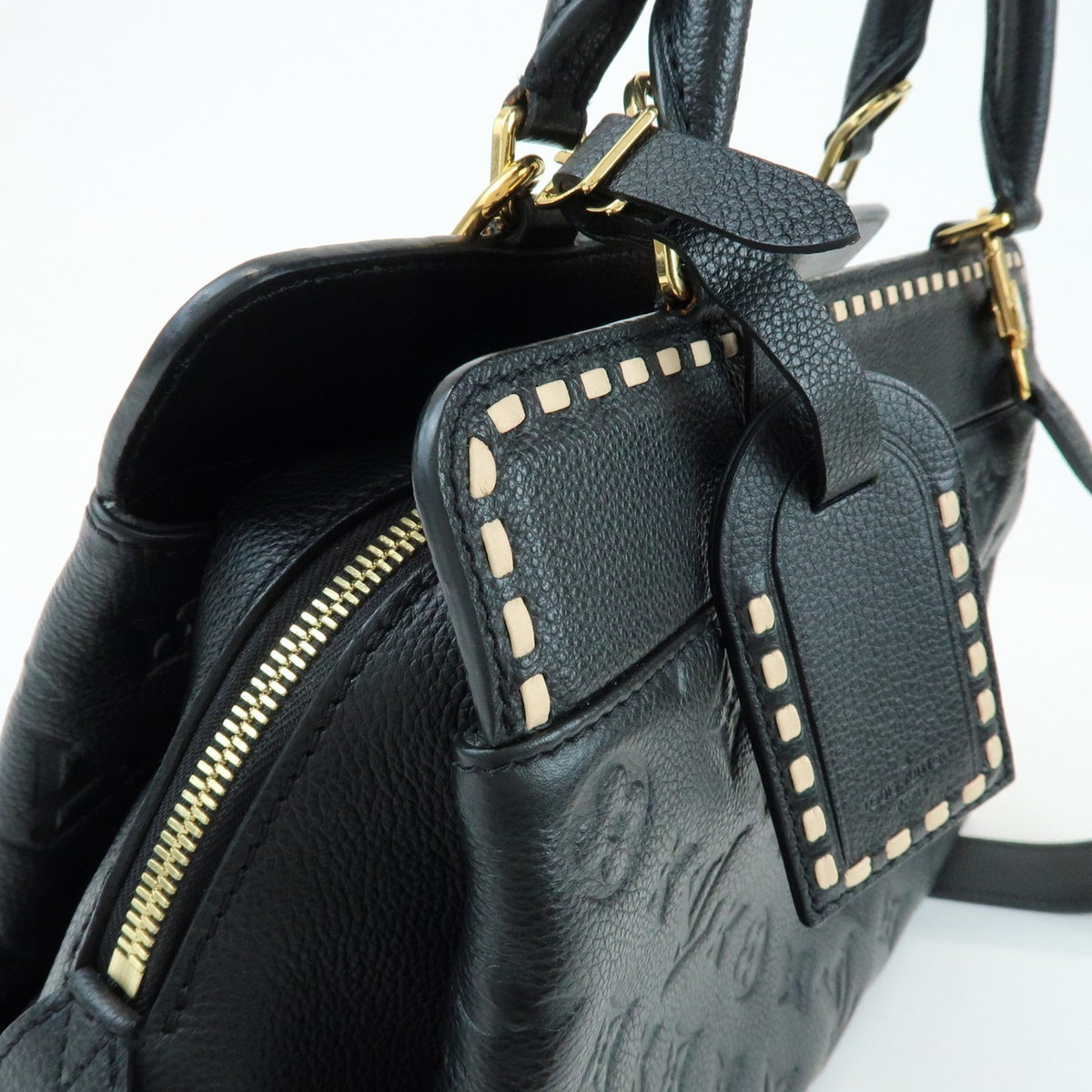 Louis Vuitton Vosges Whipstitch Monogram Empreinte Leather Black Leather Handbag (Pre-Owned)