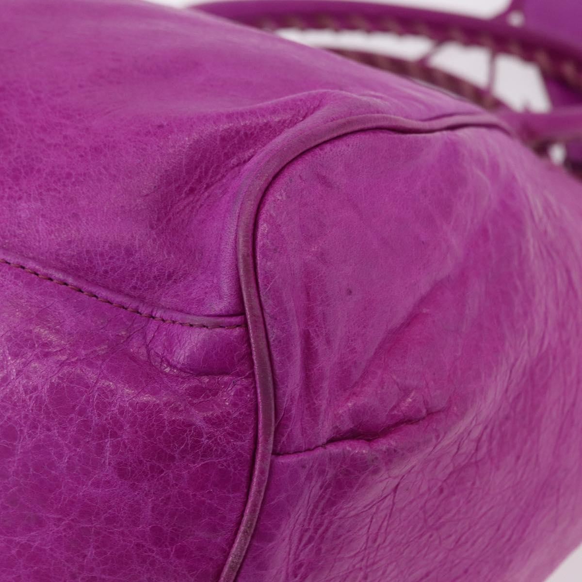 Balenciaga Classic Studs Sunday Tote Leather Purple Leather Handbag (Pre-Owned)