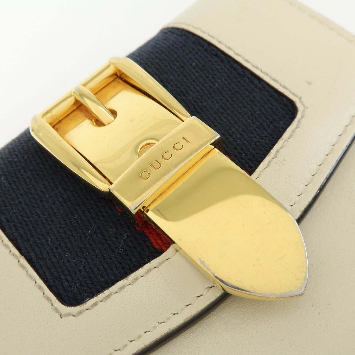 Gucci Sylvie Compact Leather Beige Leather Wallets Accessory (Pre-Owned)