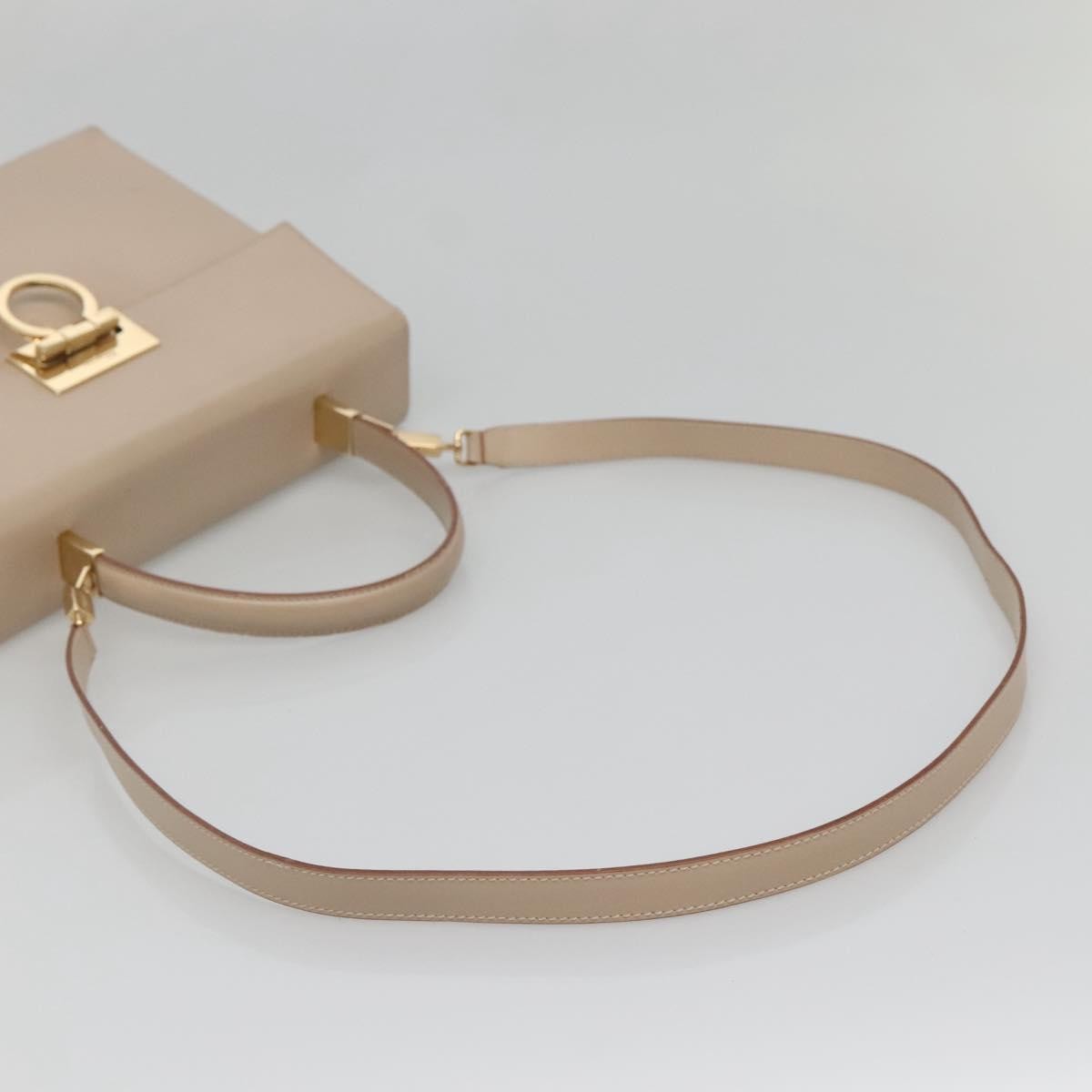 Salvatore Ferragamo Gancini Convertible Top Handle Leather Beige Leather Handbag (Pre-Owned)
