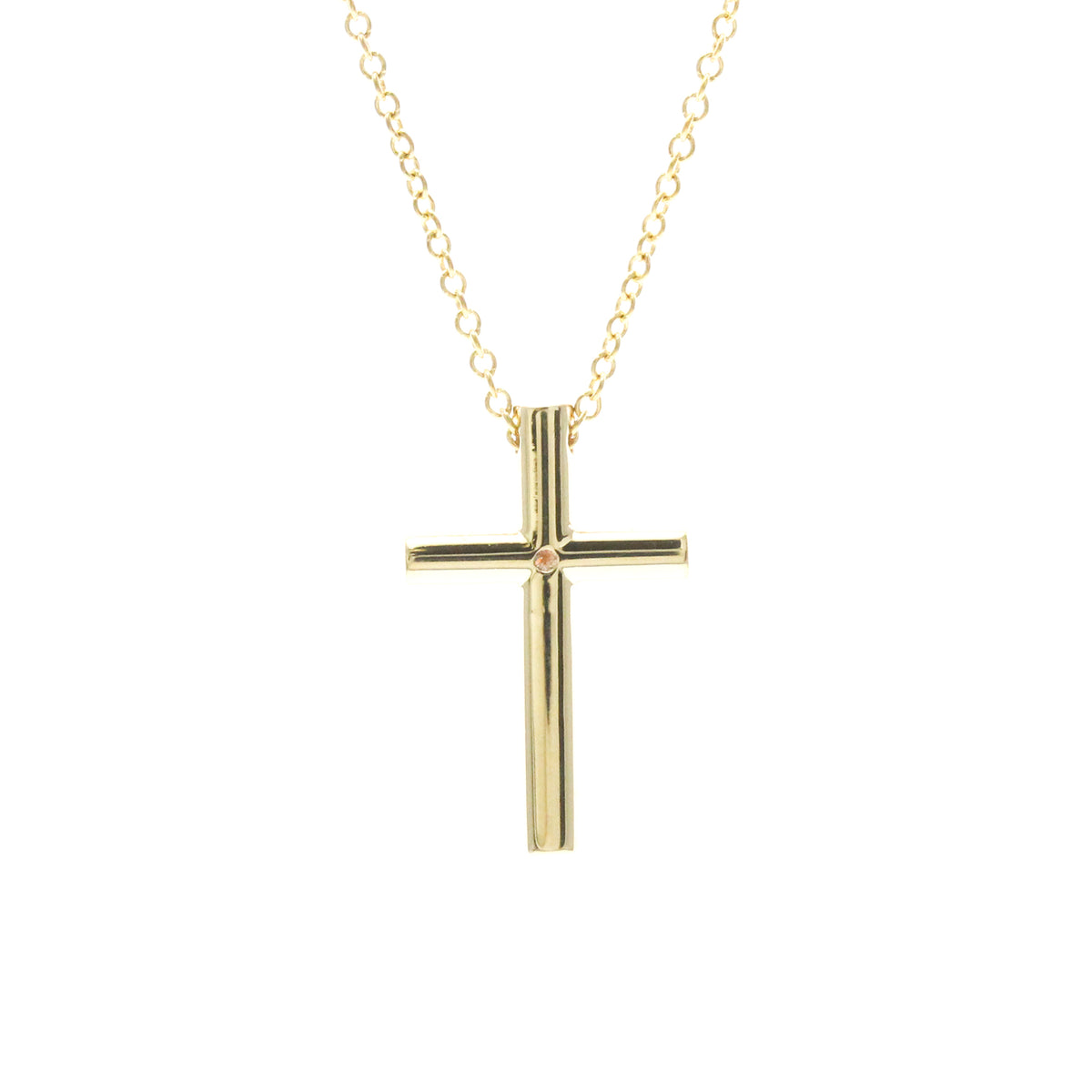 Tiffany & Co. Cross Pendant 18K Yellow Gold With Diamond Gold Yellow_Gold Necklace Jewelry (Pre-Owned)