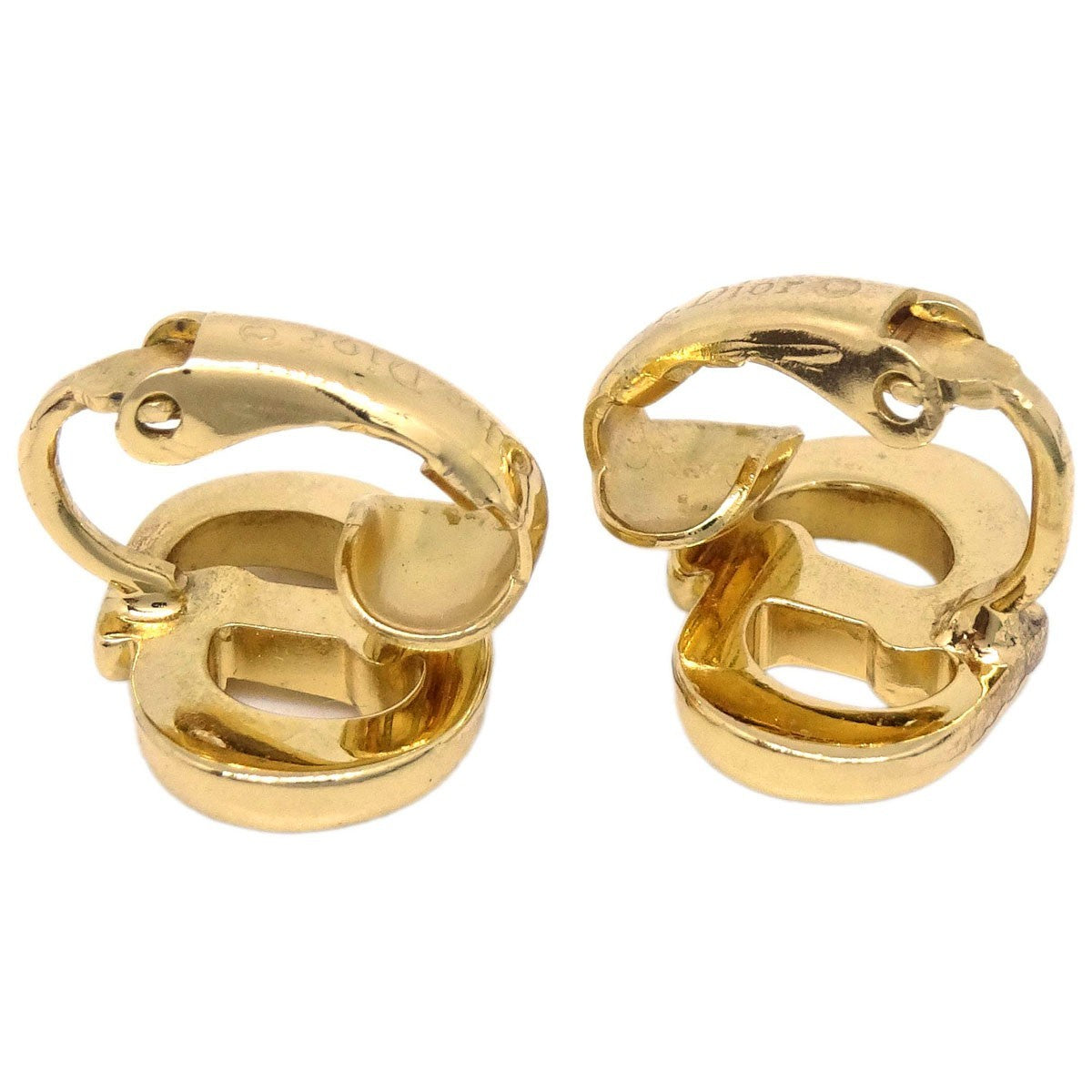 Christian Dior Vintage Cd Clip-On Metal Gold Gold_Plated Earrings Jewelry (Pre-Owned)