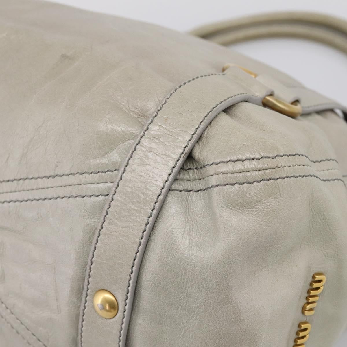 Miu Miu Bow Satchel Cervo Leather Gray Leather Handbag (Pre-Owned)
