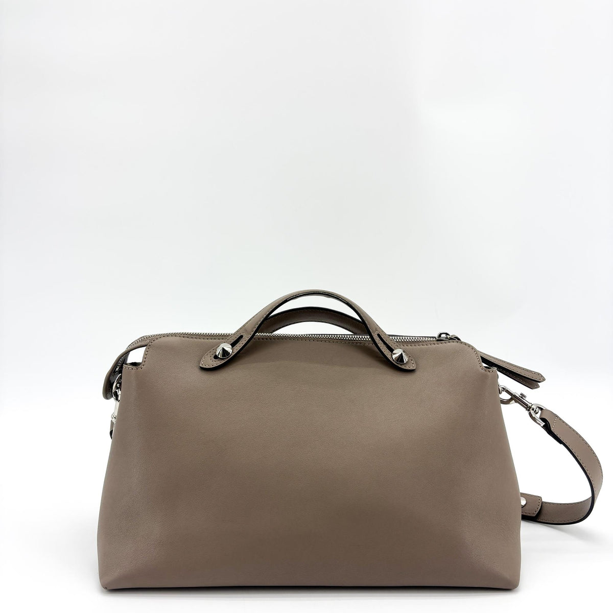 Fendi By The Way Satchel Calfskin Beige Leather Handbag (Pre-Owned)