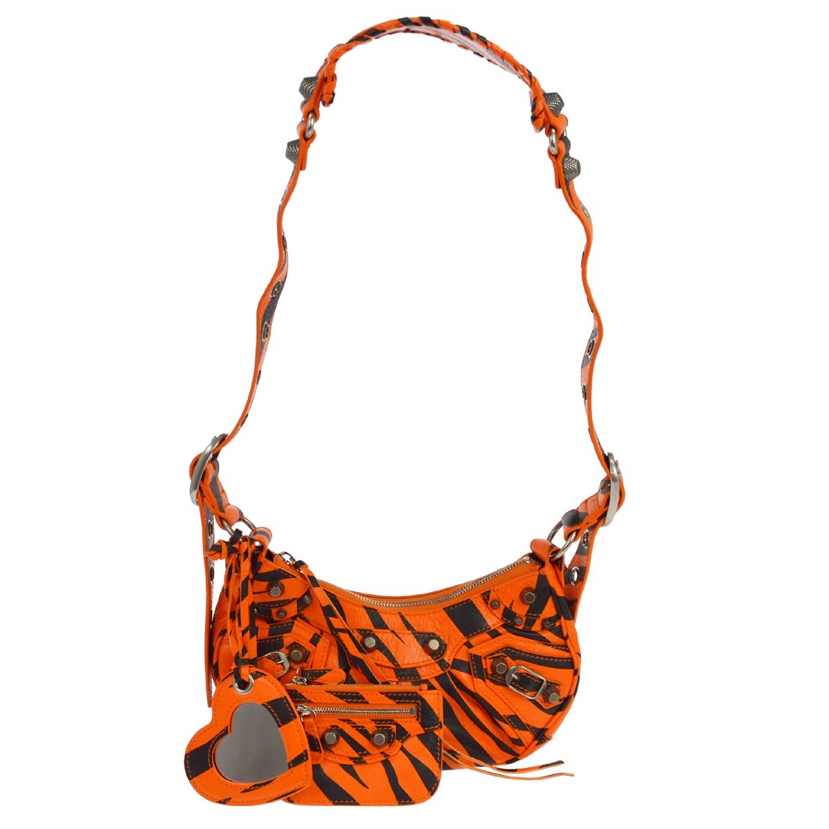 Balenciaga Le Cagole Giant Studs Printed Leather Orange Leather Shoulder Bag Bag (Pre-Owned)