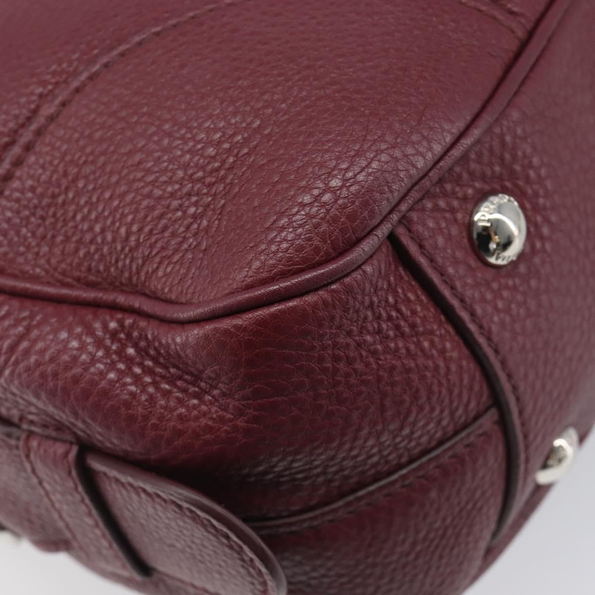 Prada Front Pocket Pushlock Convertible Boston Vitello Daino Burgundy Leather Handbag (Pre-Owned)