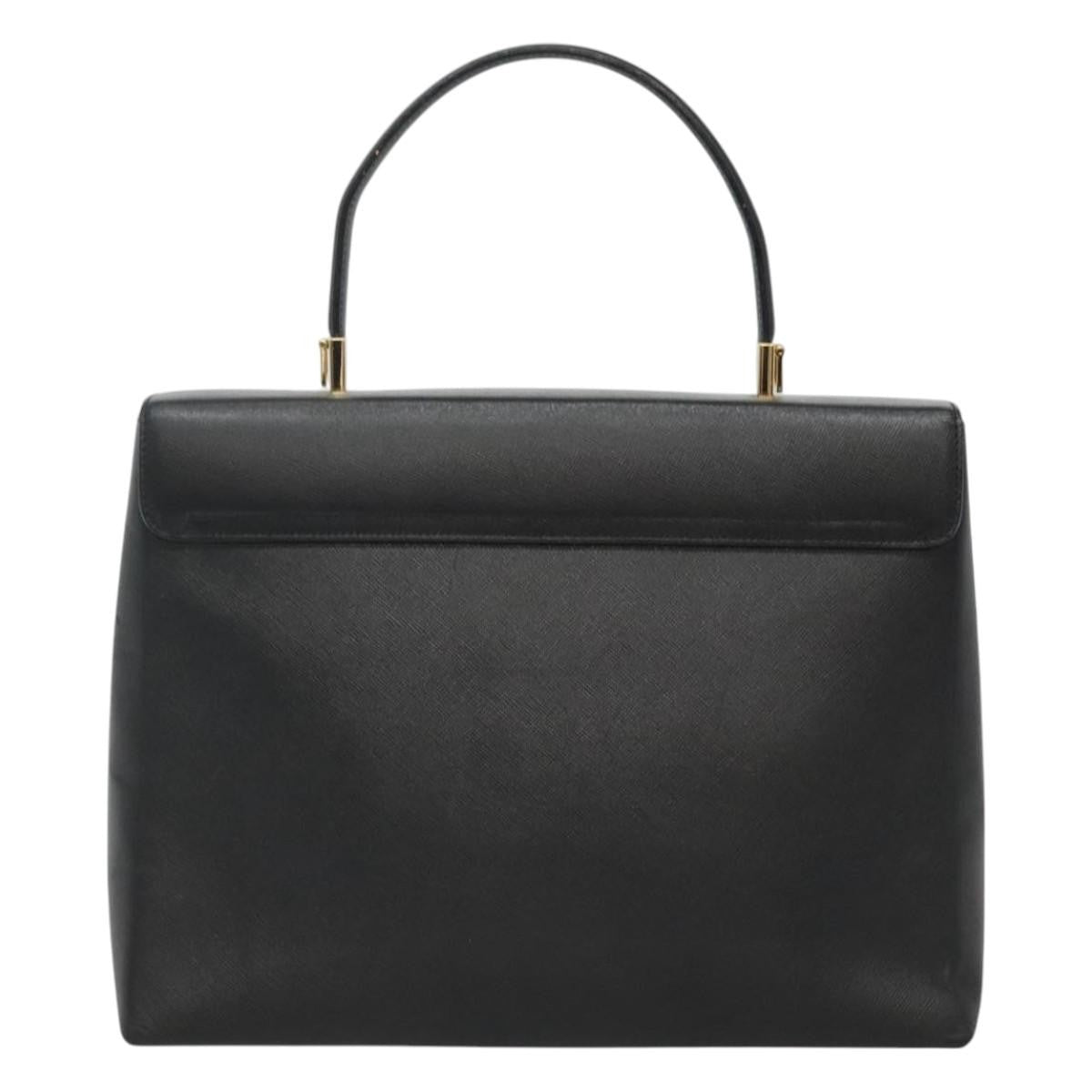 Salvatore Ferragamo Gancini Convertible Top Handle Leather Black Leather Handbag (Pre-Owned)