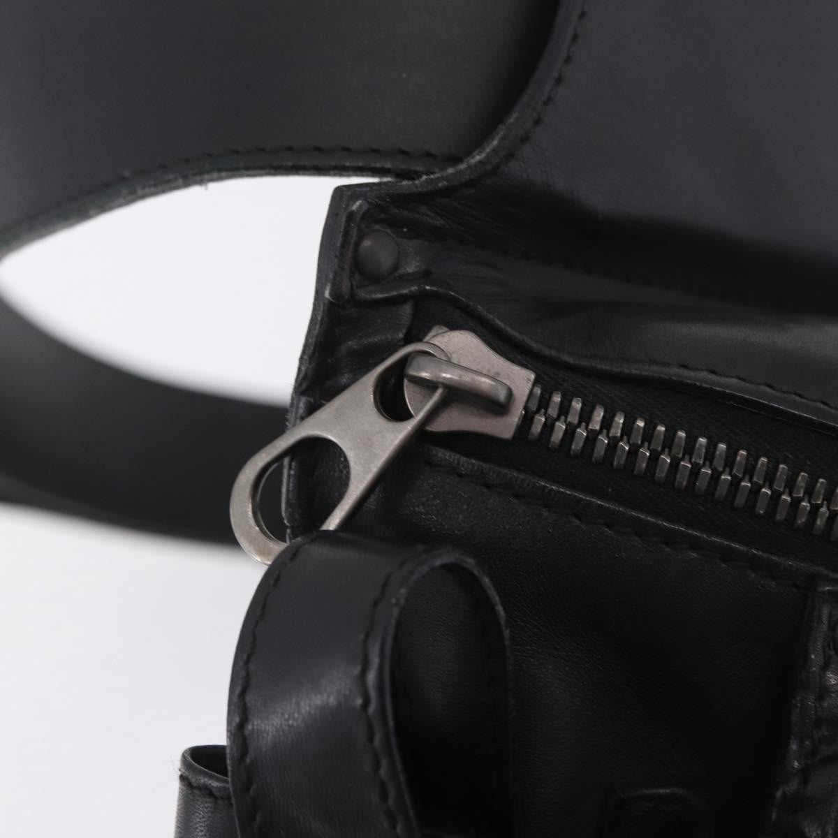 Bottega Veneta Utility Waist Leather With Intrecciato Black Leather Shoulder Bag Bag (Pre-Owned)