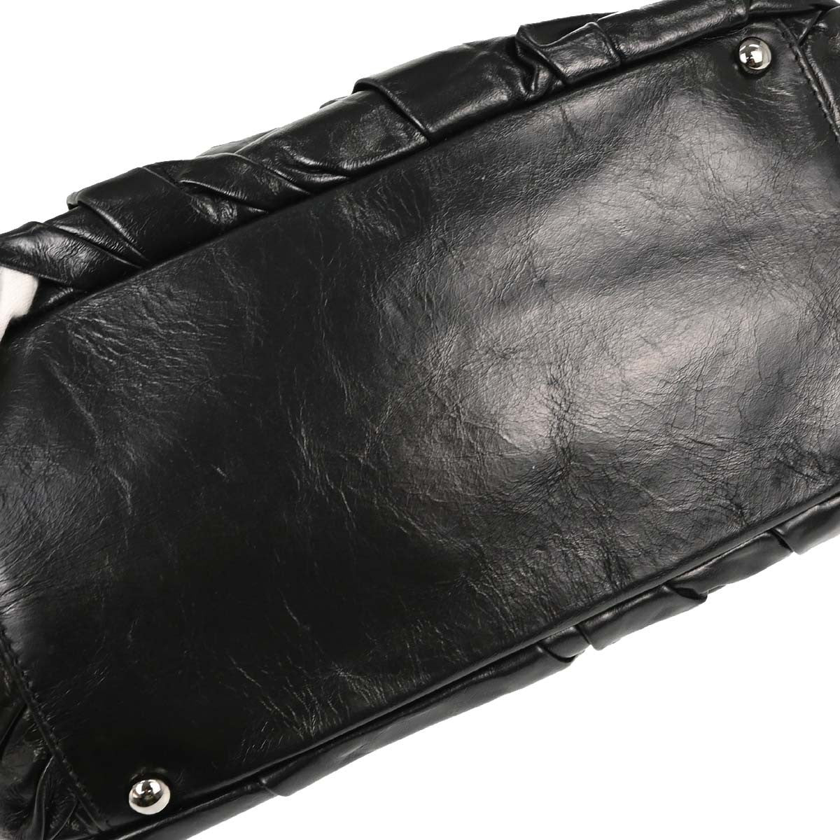 Chanel Twisted Bowling Glazed Calfskin Black Leather Shoulder Bag Bag (Pre-Owned)