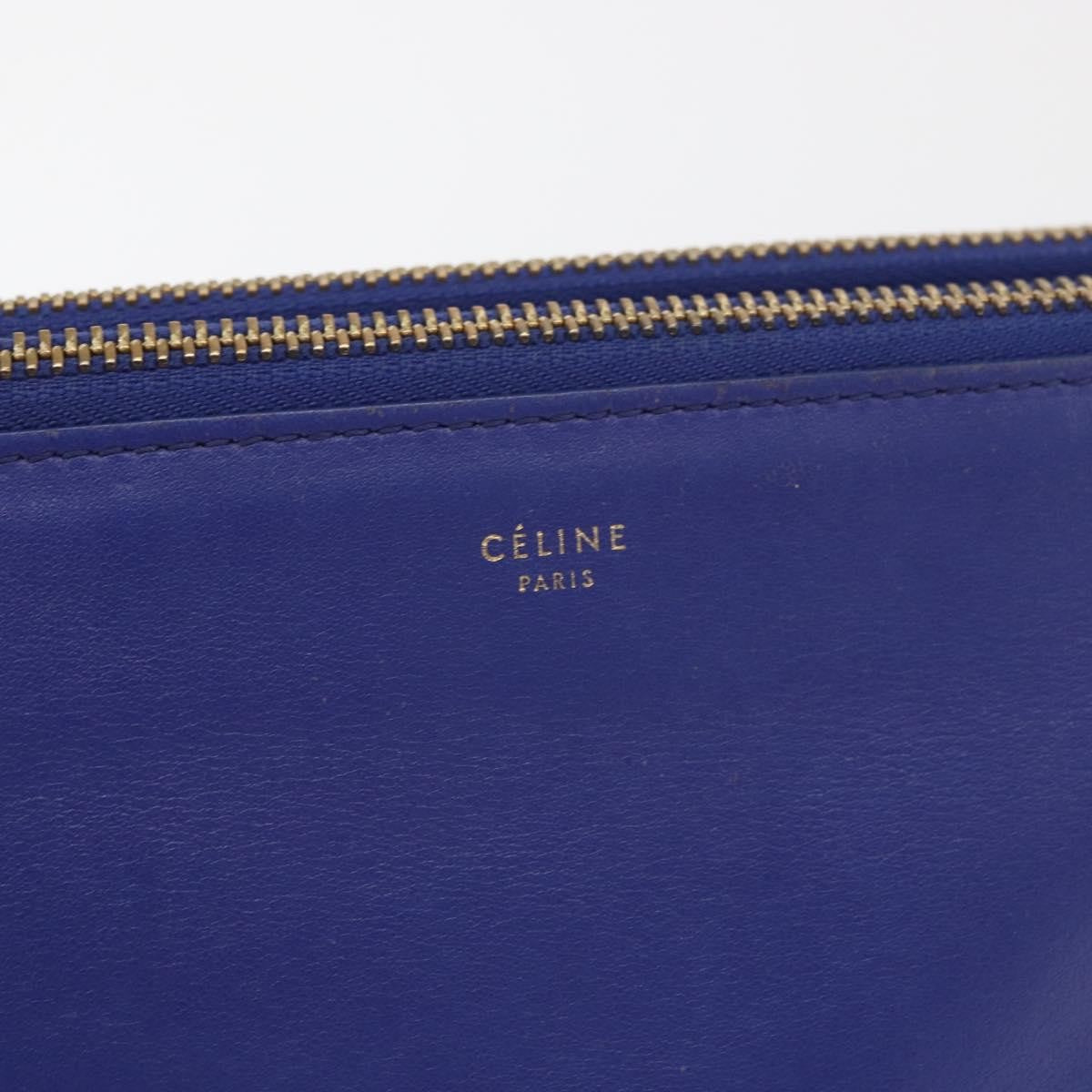 Celine Trio Leather Blue Leather Shoulder Bag Bag (Pre-Owned)