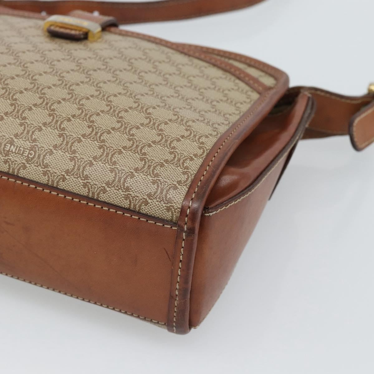 Celine Vintage Macadam Canvas And Leather Beige Canvas Shoulder Bag Bag (Pre-Owned)