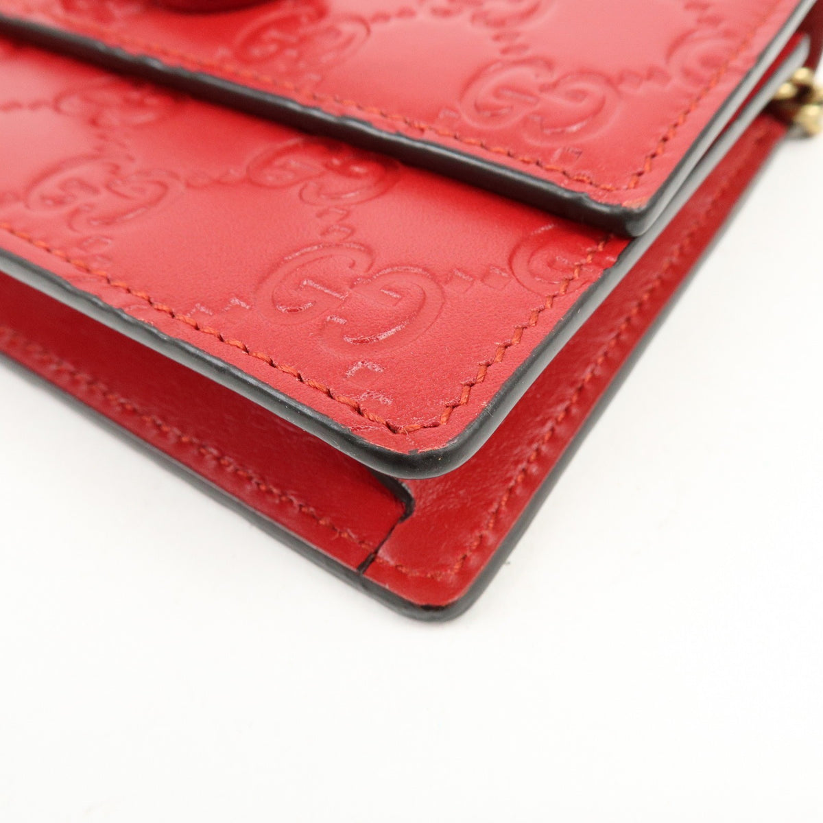 Gucci Cherries Wallet On Chain Guccissima Leather Red Leather Crossbody Bag Bag (Pre-Owned)