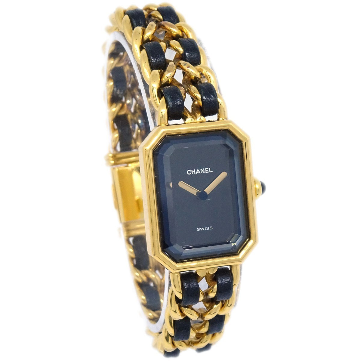 Chanel Premiere Rock Quartz Plated Metal And Leather Watch (Pre-Owned)