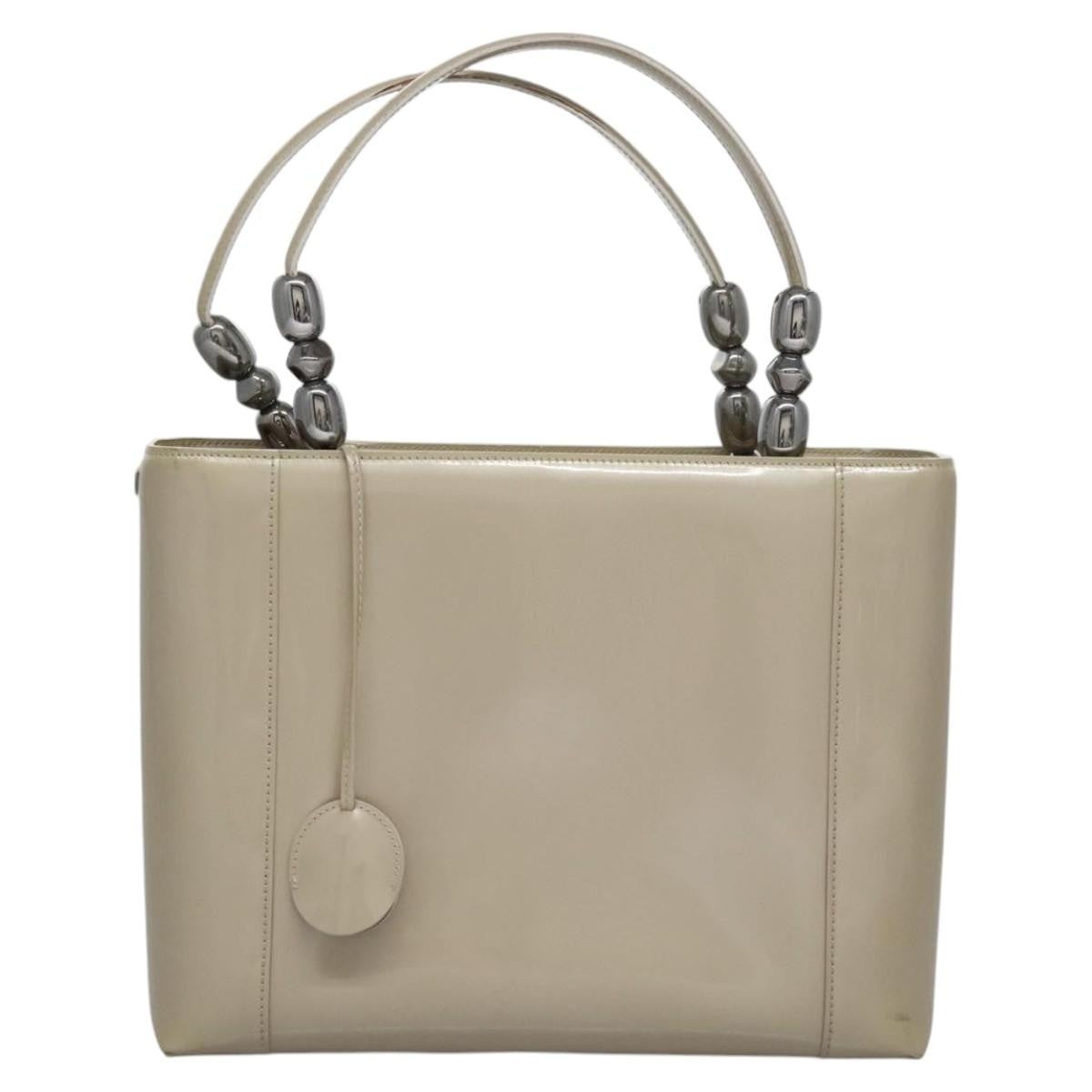Christian Dior Pearl Lady Dior Patent Leather Beige Patent_Leather Handbag (Pre-Owned)