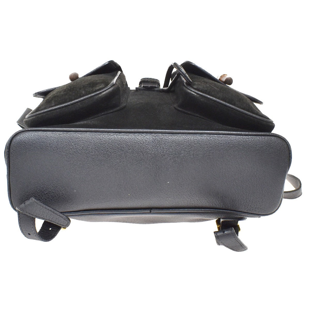 Gucci Vintage Bamboo Suede Black Suede Backpack Bag (Pre-Owned)