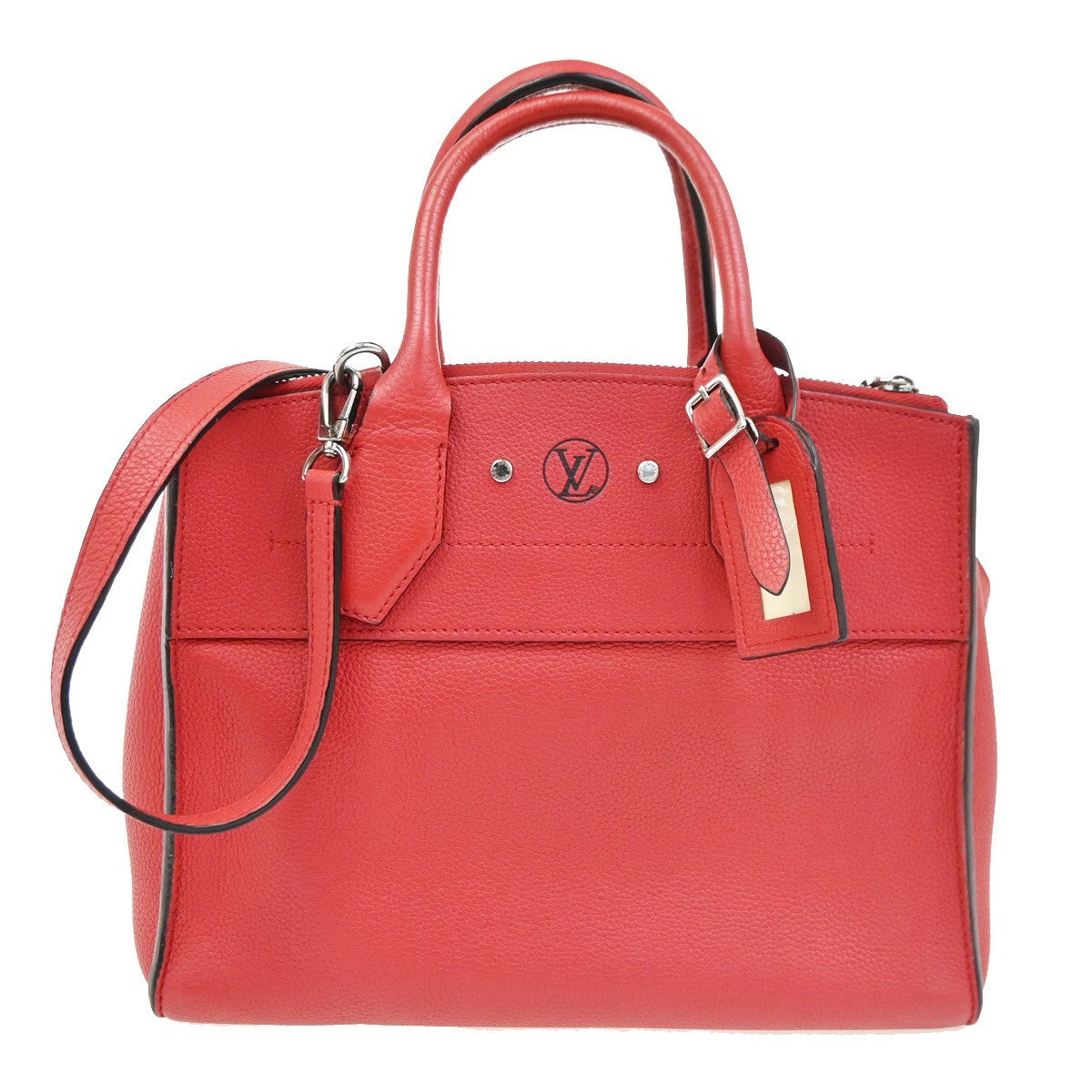 Louis Vuitton City Steamer Leather Red Leather Handbag (Pre-Owned)