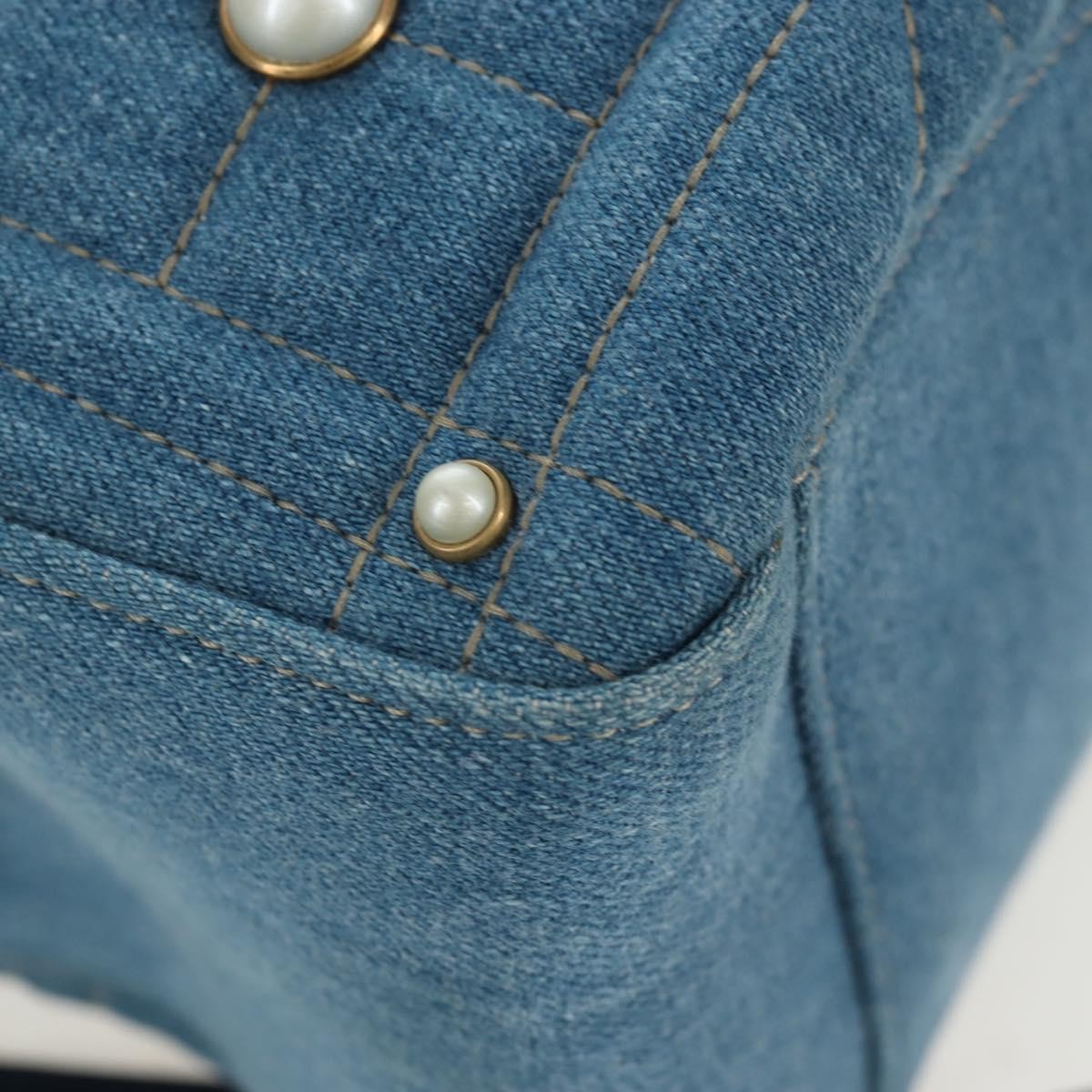 Gucci Pearly Gg Marmont Embellished Matelasse Denim Blue Denim_Jeans Backpack Bag (Pre-Owned)