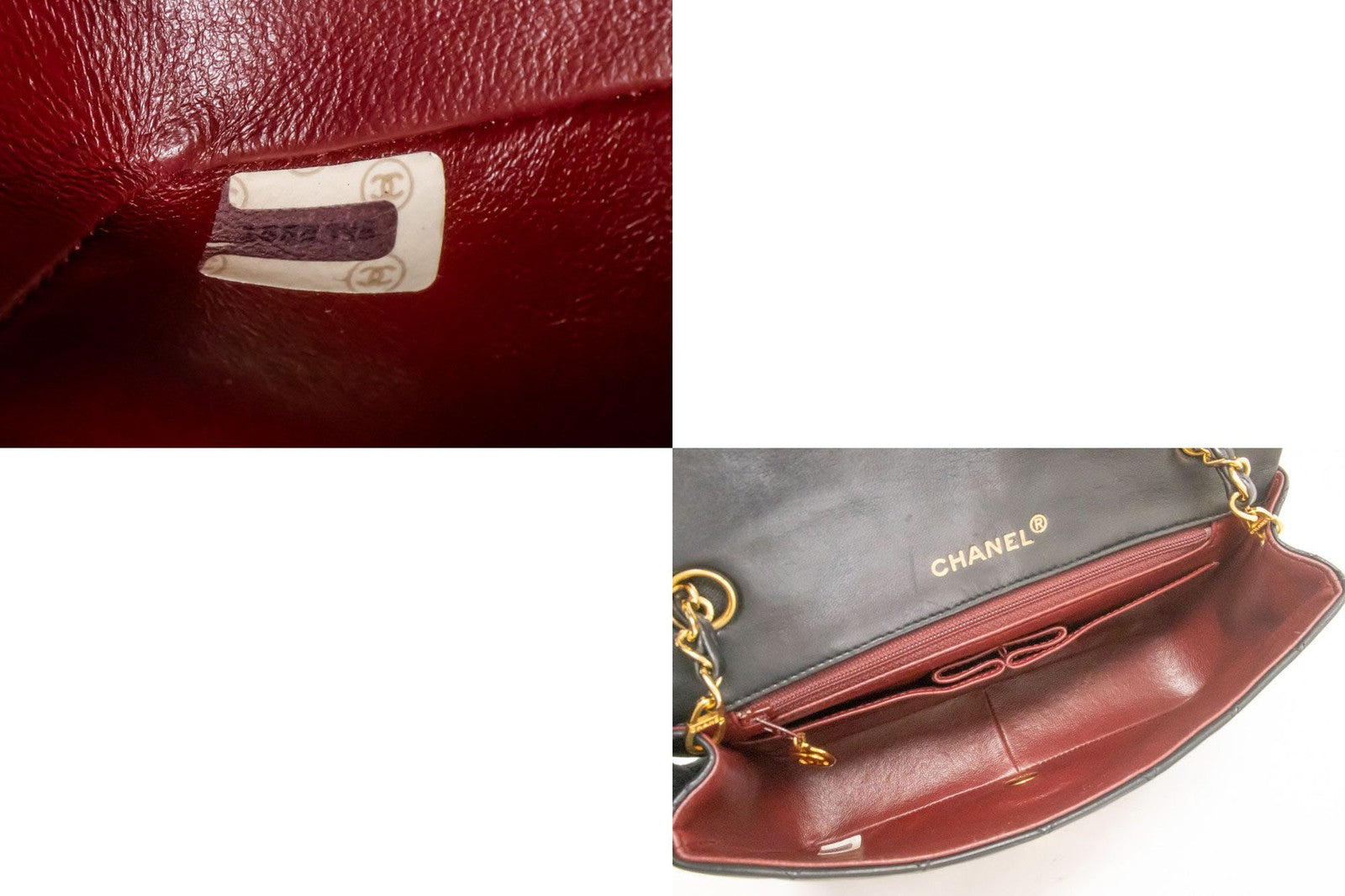 Chanel Vintage Full Flap Quilted Lambskin Black Leather Shoulder Bag Bag (Pre-Owned)