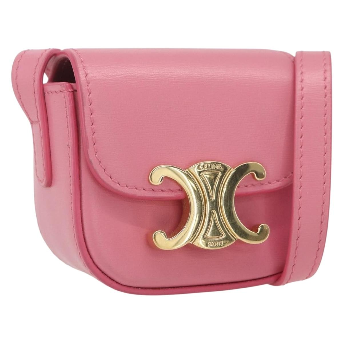 Celine Triomphe Shoulder Smooth Calfskin Pink Leather Shoulder Bag Bag (Pre-Owned)