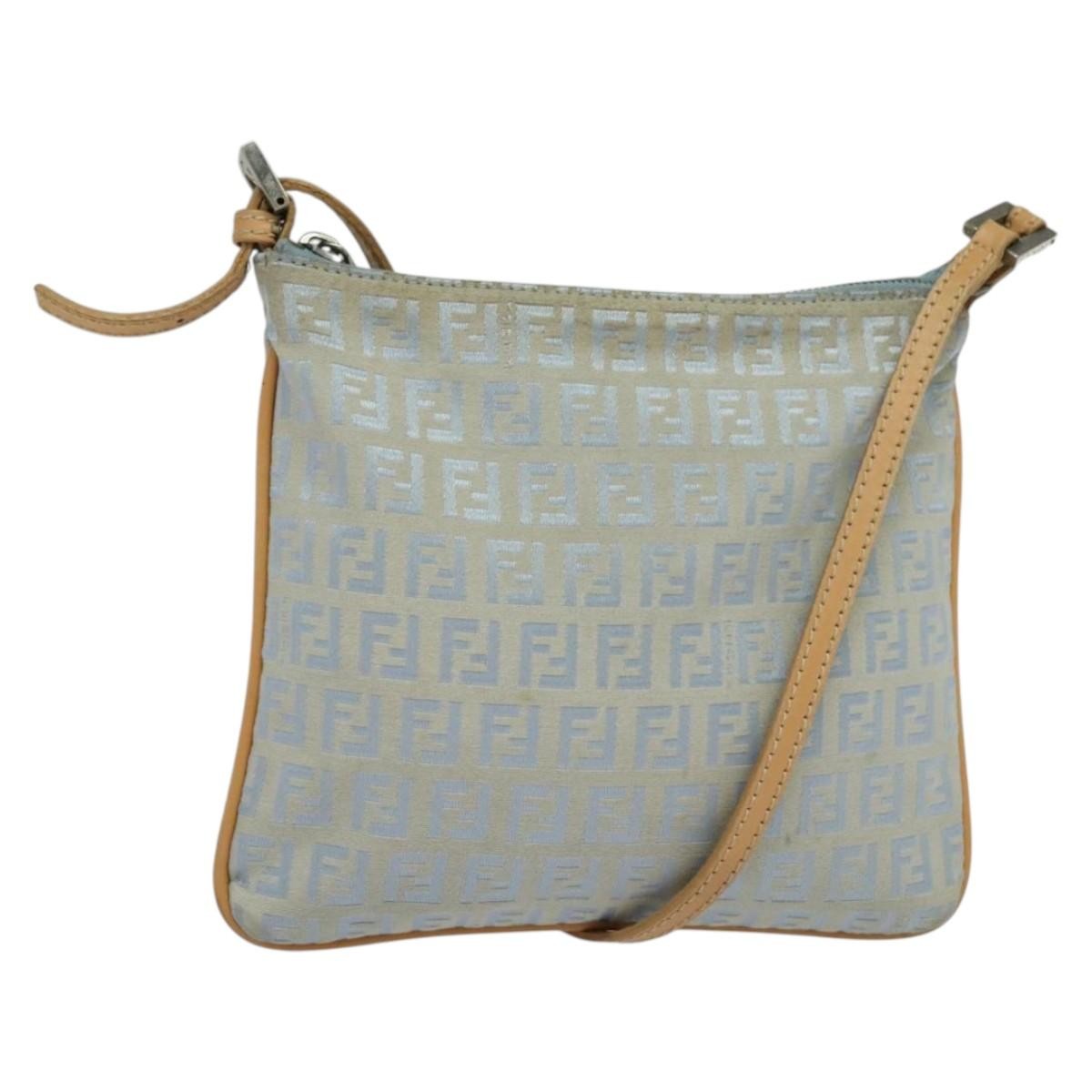 Fendi Vintage Flat Zucchino Canvas Blue Canvas Shoulder Bag Bag (Pre-Owned)