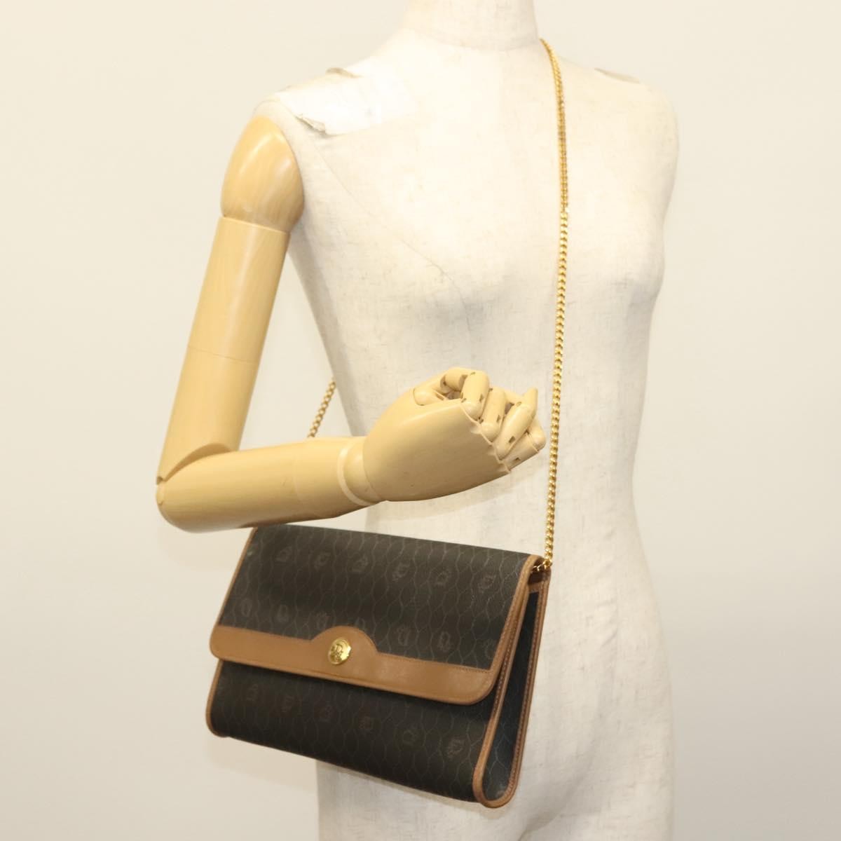 Christian Dior Vintage Honeycomb Chain Canvas Black Canvas Bag (Pre-Owned)