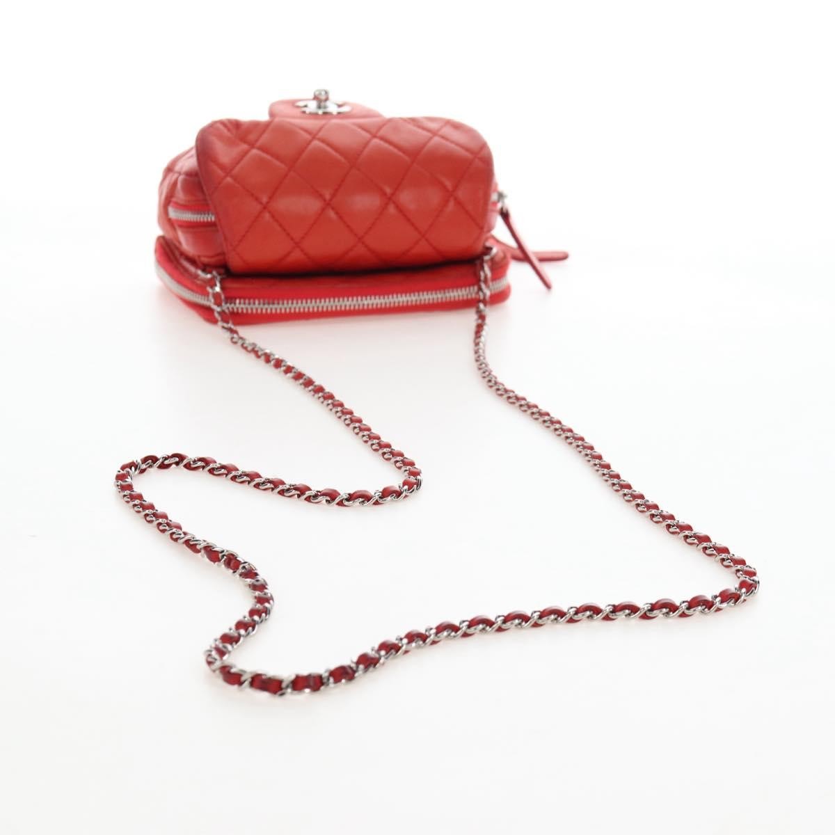 Chanel Wallet On Chain Flap Quilted Calfskin Red Leather Handbag (Pre-Owned)