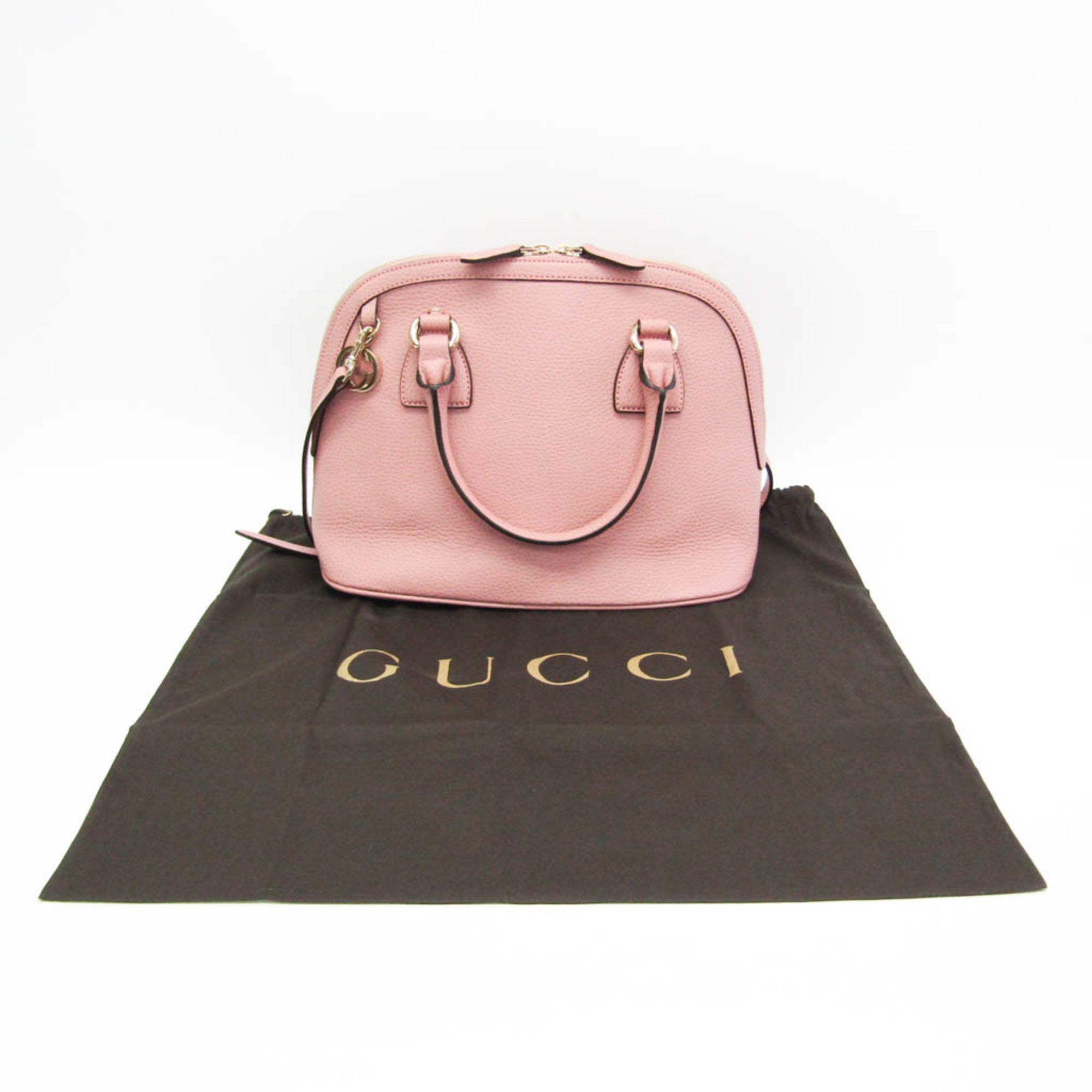 Gucci Convertible Dome Satchel Leather Pink Leather Handbag (Pre-Owned)