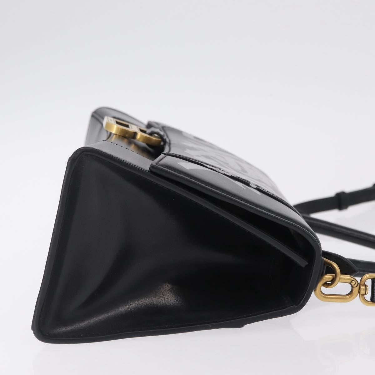 Balenciaga Graffiti Hourglass Top Handle Leather Black Leather Handbag (Pre-Owned)