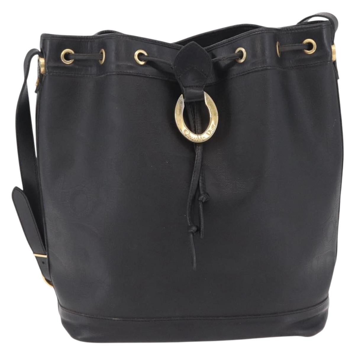 Christian Dior Trotter Shoulder Canvas Black Canvas Handbag (Pre-Owned)