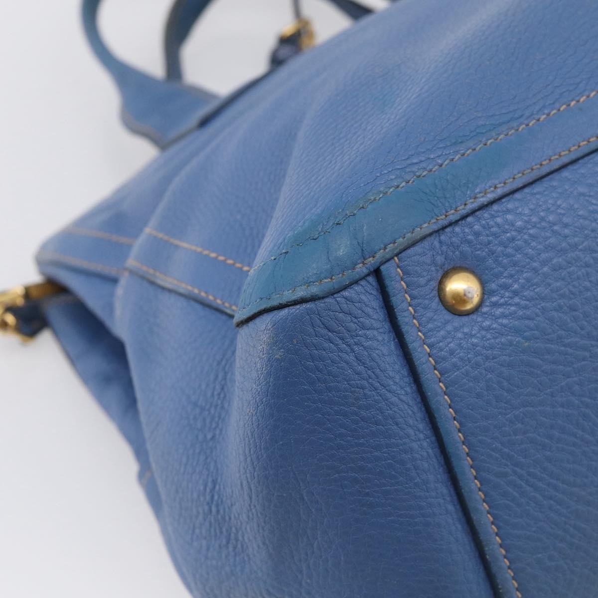 Miu Miu Beau Top Handle Leather Blue Leather Handbag (Pre-Owned)