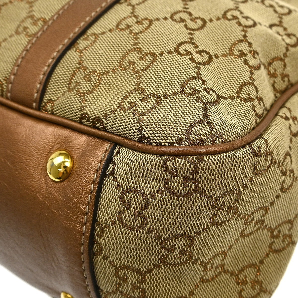 Gucci Twins Gg Canvas With Leather Beige Canvas Tote Bag Bag (Pre-Owned)