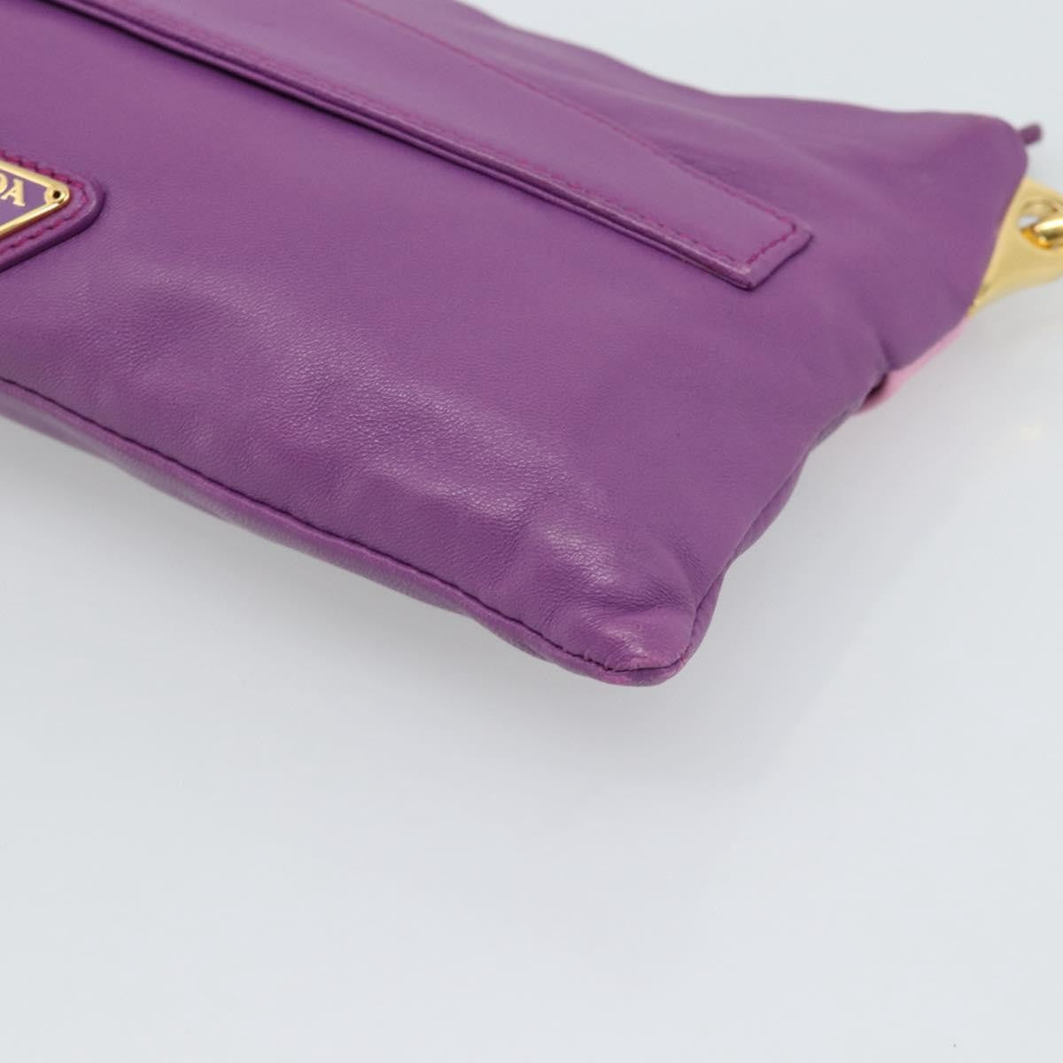 Prada Fold Over Chain Flap Soft Calf Purple Leather Handbag (Pre-Owned)