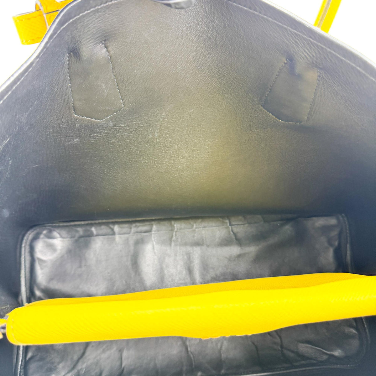 Prada Cuir Double Saffiano Leather Yellow Leather Tote Bag Bag (Pre-Owned)