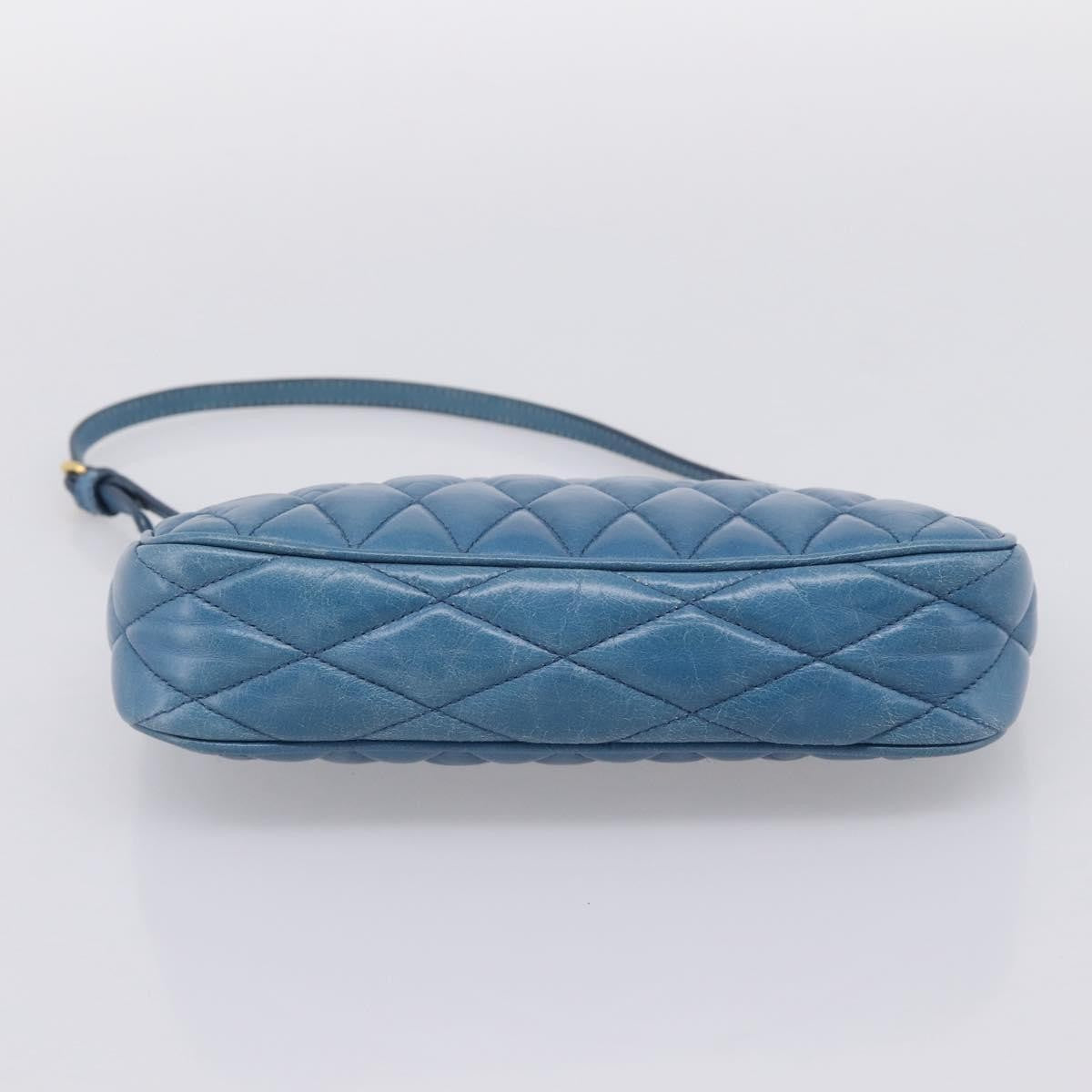 Miu Miu Shoulder Matelasse Leather Blue Leather Shoulder Bag Bag (Pre-Owned)