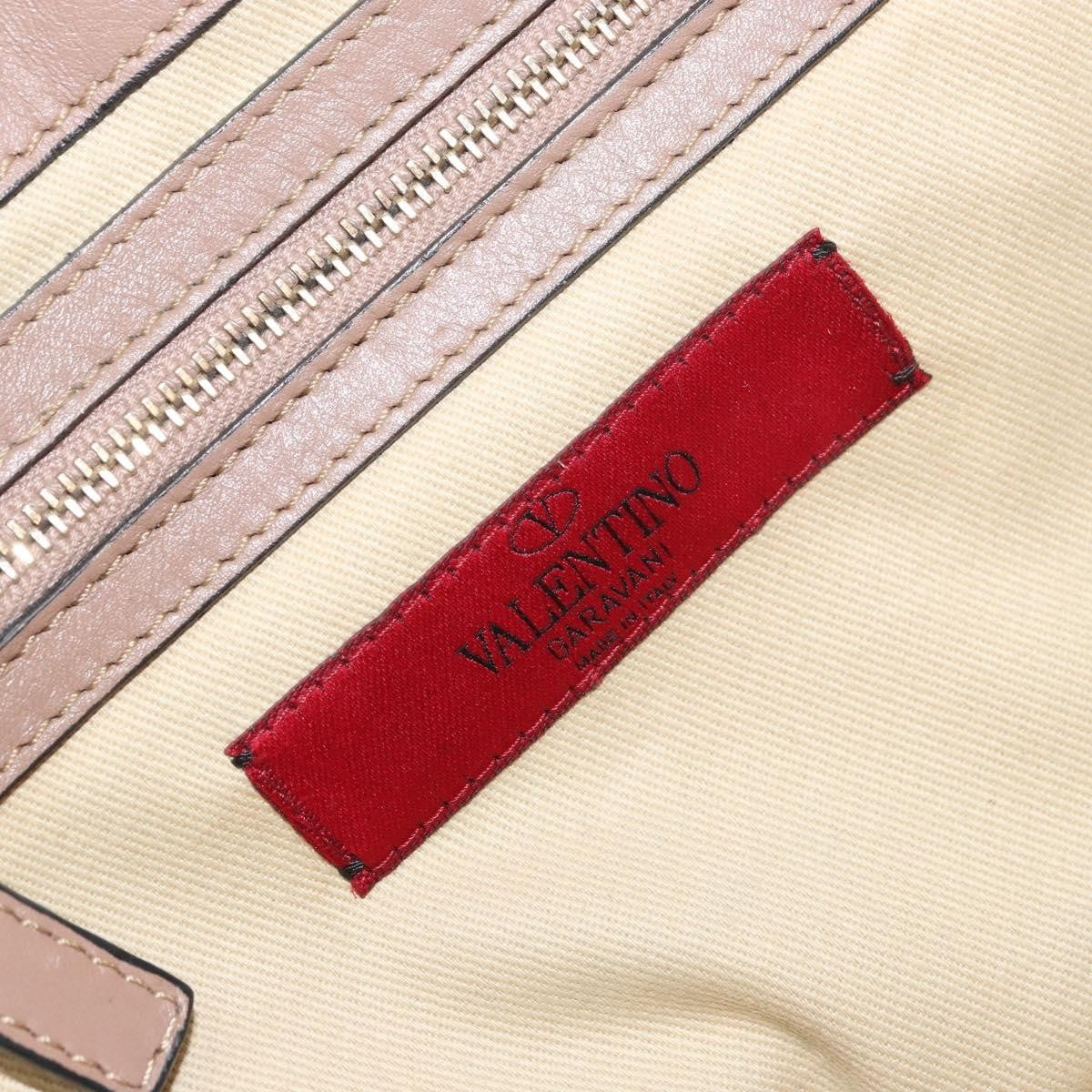 Valentino Garavani Rockstud Tote Soft Leather Beige Leather Tote Bag Bag (Pre-Owned)