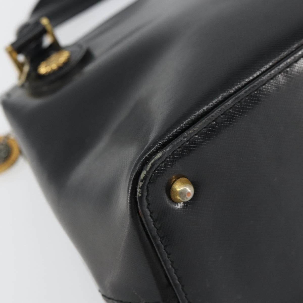 Versace Vintage Leather Black Leather Handbag (Pre-Owned)