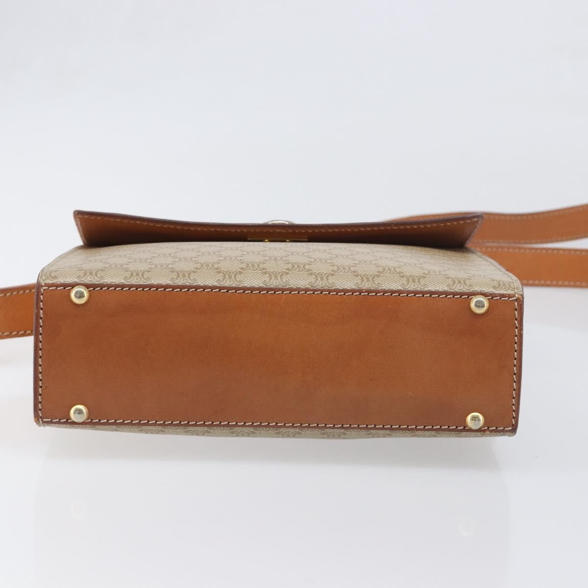 Celine Macadam Leather Beige Canvas Shoulder Bag Bag (Pre-Owned)
