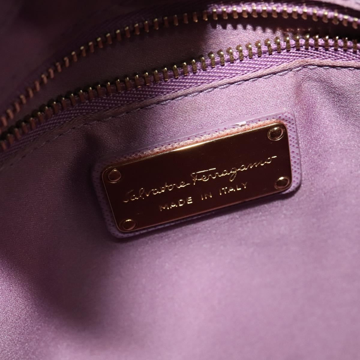 Salvatore Ferragamo Vara Bow Chain Tote Leather Purple Leather Tote Bag Bag (Pre-Owned)