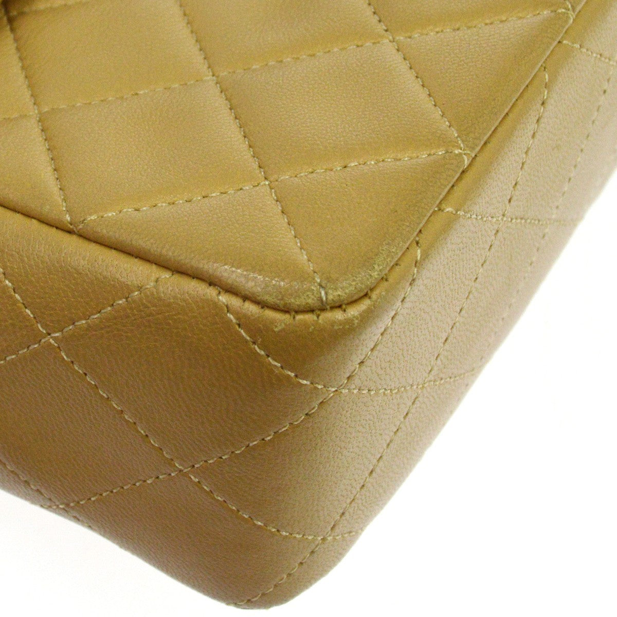 Chanel Retro Classic Square Flap Quilted Goatskin Beige Calfskin Handbag (Pre-Owned)
